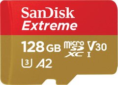 Карта пам'яті SanDisk 128GB microSDXC C10 UHS-I U3 R160/W90MB/s Extreme V30 + SD (SDSQXA1-128G-GN6AA)