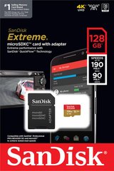 Карта памяти SanDisk microSD 128GB C10 UHS-I U3 R190/W90MB/s Extreme V30 + SD (SDSQXAA-128G-GN6MA)