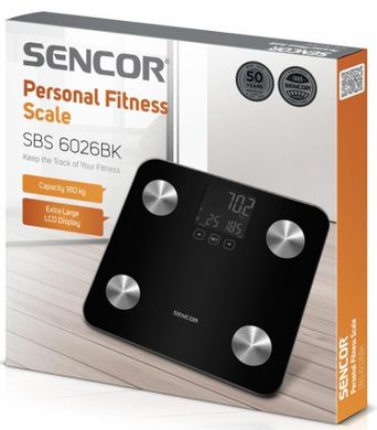 Весы напольные Sencor 180 кг AAAx3 стекло черный (SBS6026BK)