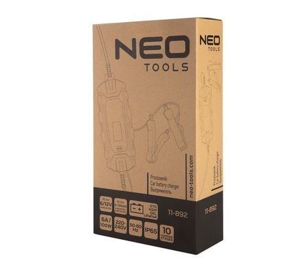 Зарядний пристрій Neo Tools 6А/100 Вт 3-150 А·год для кислотних/AGM/GEL акумуляторів (11-892)