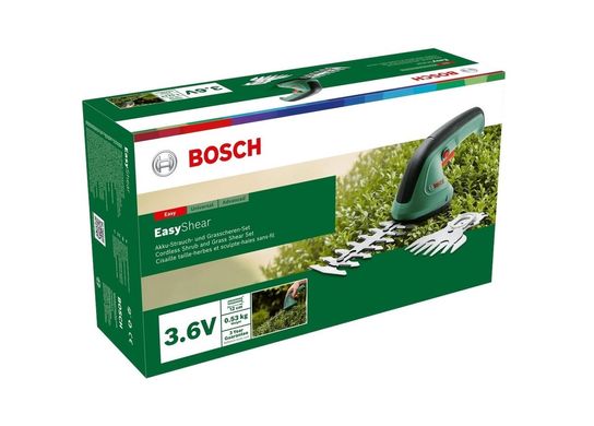 Кусторез аккумуляторный Bosch EasyShear, 3.6В, 1х1.5Ач, лезвие 12см, шаг реза 8мм, 0.5кг (0.600.833.303)