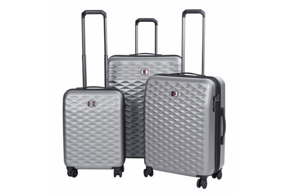 Набір пластикових валіз, Wenger Lumen Set (20"/24"/28"), 4 колеса, сірий (604335)