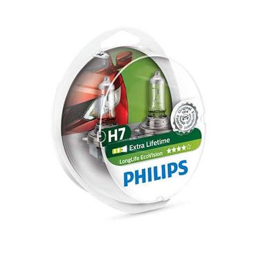 Автолампы Philips H7 LongLife EcoVision, 2шт (12972LLECOS2)