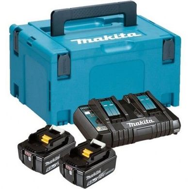 Набір акумуляторів Makita LXT BL1850B x 2 шт (18В 5А·год) + зарядний пристрій DC18RD (197629-2)