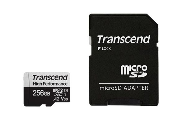 Карта памяти Transcend 256GB microSDXC C10 UHS-I U3 A2 R100/W85MB/s + SD (TS256GUSD330S)