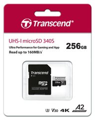 Картка пам'яті Transcend 256 GB microSDXC C10 UHS-I U3 A2 R160/W125MB/s + SD (TS256GUSD340S)