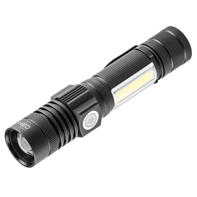 Ліхтар NEO USB 2000 мА·год 3.7 Li-ion 10 Вт 800 люмен CREE T6 + COB LED 4 функції освітлення IP20 (99-033)