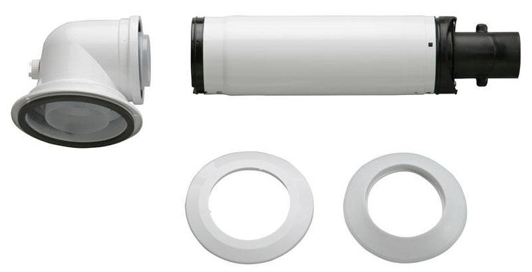 Горизонтальний комплект коаксіальний Bosch AZB 916: відвід 90° + подовжувач 990 - 1200 мм, діаметр 60/100 мм