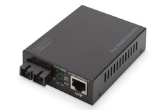 Медіаконвертер DIGITUS PoE, SM 10/100/1000Base-T to 1000Base-LX, Incl. PSU 30W, SC, Up to 20km (DN-82160)