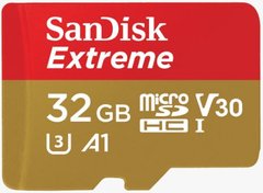 Карта пам'яті SanDisk 32GB microSDHC V30 UHS-I U3 R100/W60MB/s Extreme Action + SD (SDSQXAF-032G-GN6AA)