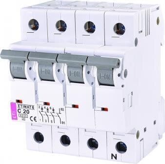 Автоматичний вимикач ETI ETIMAT 6 3p+N C 20А (6 kA) (2146517)