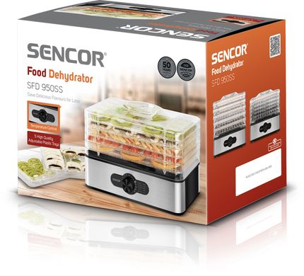 Сушка для продуктов Sencor, 240Вт, поддонов -5x2.9см, диаметр-29см (SFD950SS)