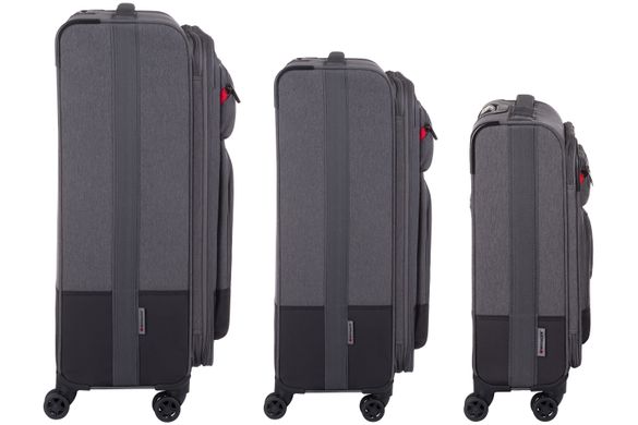 Набір тканинних валіз, Wenger Deputy Set (20"/24"/29"), 4 колеса, сіро-чорний (604364)