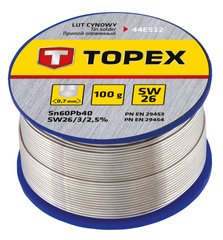 Припой TOPEX оловянный 60% Sn, проволока 0.7 мм, 100 г (44E512)