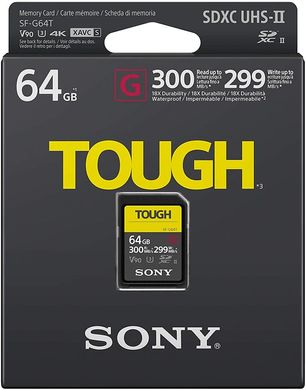 Карта памяти Sony 64GB SDXC C10 UHS-II U3 V90 R300/W299MB/s Tough (SF64TG)