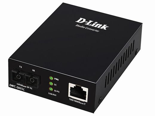 Медіаконвертер D-Link DMC-G02SC 1xGE, 1x1000BaseSX, MM Fiber (550м, SC) (DMC-G02SC)