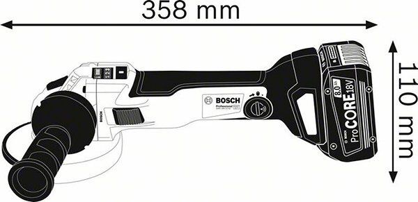 Шлифмашина угловая Bosch Professional GWS 18V-10 C аккумуляторная, 125мм, 18В, 2x5Ah, 2.8кг, L-boxx (0.601.9G3.10D)