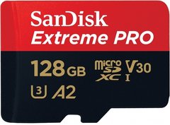 Карта пам'яті SanDisk 128GB microSDXC C10 UHS-I U3 R170/W90MB/s Extreme Pro V30 + SD (SDSQXCY-128G-GN6MA)