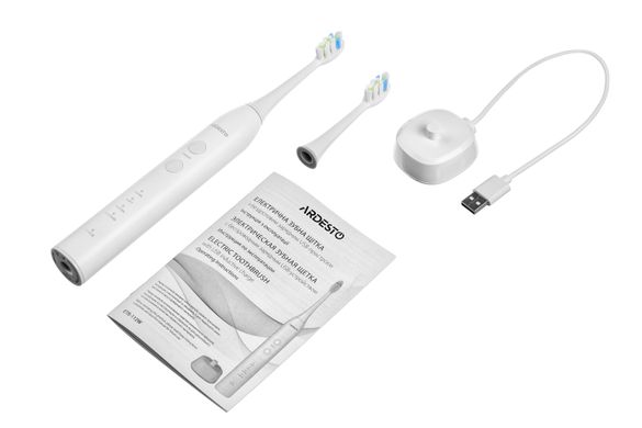 Електрична зубна щітка Ardesto ETB-112W біла/2 насадки/індукційна зарядна база з конектором USB/IPX7