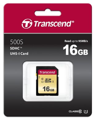 Карта памяти Transcend 16GB SDHC C10 UHS-I R95/W60MB/s (TS16GSDC500S)