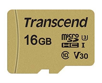 Карта памяти Transcend 16GB microSDHC C10 UHS-I U3 R95/W50MB/s + SD адаптер (TS16GUSD500S)