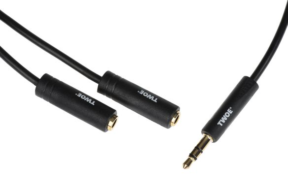 Розгалужувач для навушників 2E Adapter 3.5 мм jack (M) x 2 (F), black, 0.15m (2E-W9697)