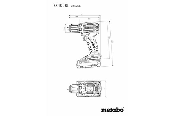 Шуруповерт-дриль Metabo BS 18 L BL, 18В, 2x2.0Aг, SC 60 Plus, кейс (602326500)
