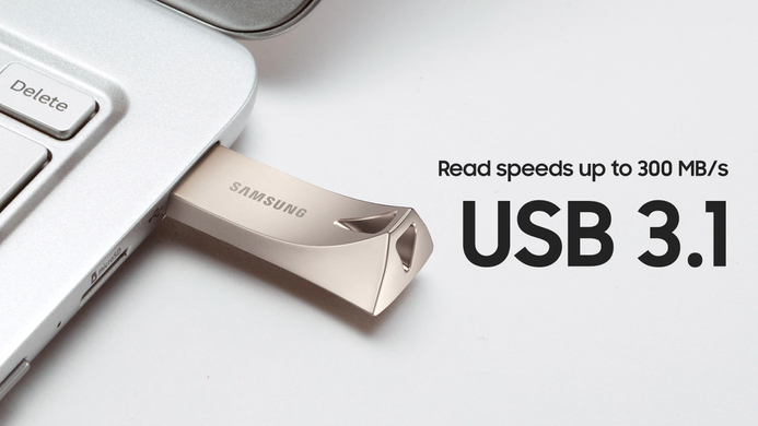 USB накопичувач Samsung 256 GB USB 3.1 Bar Plus Champagne Silver (MUF-256BE3/APC)