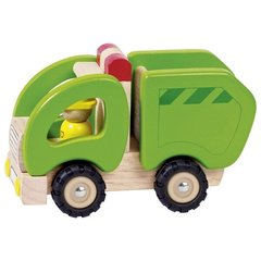 Машинка деревянная goki Мусоровоз (зеленый) 55964G