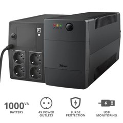 ИБП Trust Paxxon 1000VA UPS with 4 standard wall power outlets BLACK (23504_TRUST)