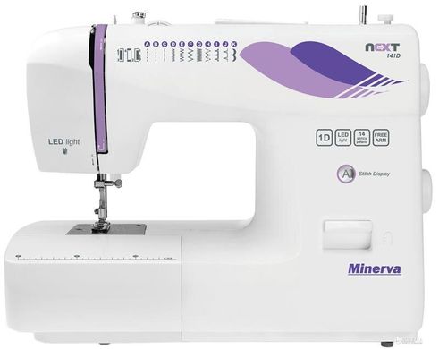 Швейна машина MINERVA Next 141D, электромех., 85 Вт, 14 швейних операцій, LED, біло-фіолетова (Next141D)
