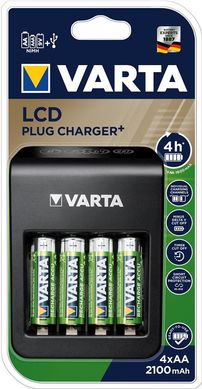 Зарядное устройство VARTA LCD PLUG CHARGER+4xAA 2100 mAh (57687101441)
