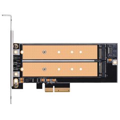 Плата-адаптер PCIe x4 для SSD m.2 NVMe + SATA 2242, 2260, 2280, 22110 (SST-ECM22)