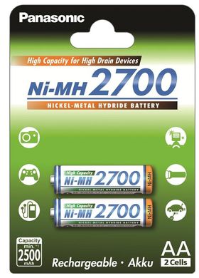 Аккумулятор Panasonic High Capacity AA 2700 mAh 2BP Ni-MH (BK-3HGAE/2BE)