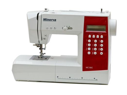 Швейна машина MINERVA MC90С компьют., 70 Вт, 90 швейних операцій, петля автомат, білий/черв. (MC90C)