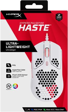 Мишь HyperX Pulsefire Haste USB, White/Pink (4P5E4AA)