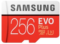 Карта пам'яті Samsung 256GB microSDXC C10 UHS-I U3 R100/W90MB/s Plus Evo V2 + SD адаптер (MB-MC256HA/RU)
