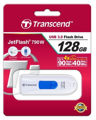 USB накопичувач Transcend 128 GB USB 3.1 JetFlash 790 White (TS128GJF790W)