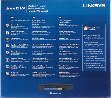 Маршрутизатор LINKSYS E1200 N300, 4xFE LAN, 1xFE WAN (E1200-EE)
