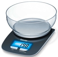 Весы Beurer кухонные с чашей 3кг емкость 1.2л АААх2 в компл стекло черный (KS_25)