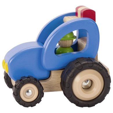 Машинка дерев'яна goki Трактор (синій) 55928G (55928G)