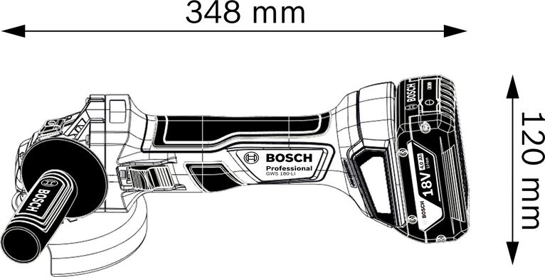 Шлифмашина угловая аккумуляторная Bosch Professional GWS 180-LI 125мм 18В 1х4Ач 11000об/мин 2кг (0.601.9H9.021)