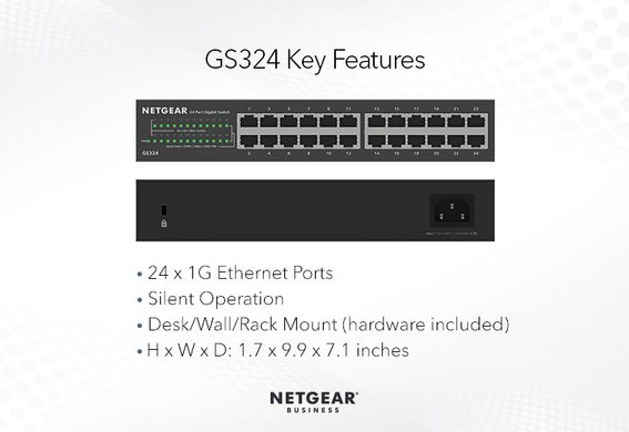 Коммутатор NETGEAR GS324 24xGE неуправляемый (GS324-200EUS)