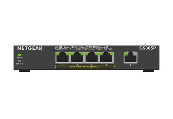 Комутатор NETGEAR GS305P 4xGE PoE 1xGE некерований (GS305P-200PES)