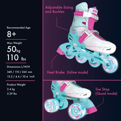 Роликові ковзани Neon Combo Skates Бірюзовий (Розмір 30-33) (NT09T4)