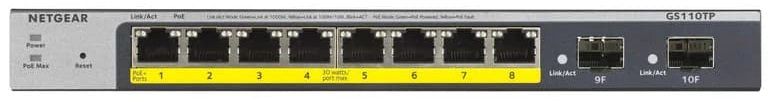 Коммутатор NETGEAR GS110TPv3 8xGE PoE+ (55Вт) 2xSFP управляемый (GS110TP-300EUS)