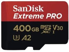 Карта пам'яті SanDisk 400GB microSDXC C10 UHS-I U3 R170/W90MB/s Extreme Pro V30 + SD (SDSQXCZ-400G-GN6MA)