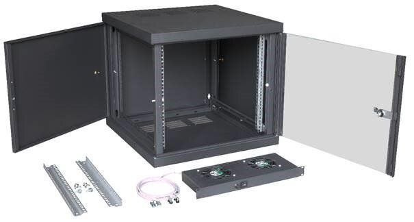 Шафа підлогова ZPAS 19" 10U 600x600 Z-BOX, знімні бік стінки, скляні двері, 100kg max, чорний