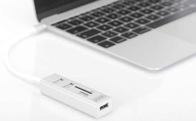 Концентратор DIGITUS USB 2.0 (AF/Type-C) OTG (кардридер+USBx2) (DA-70243)