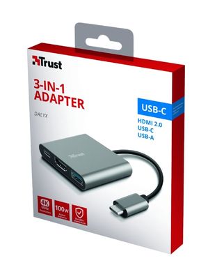 USB-хаб Trust Dalyx 3-in-1 Multiport USB-C Adapter ALUMINIUM (23772_TRUST)